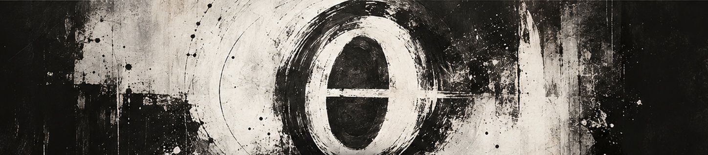 Abstract black and ivory theta artwork